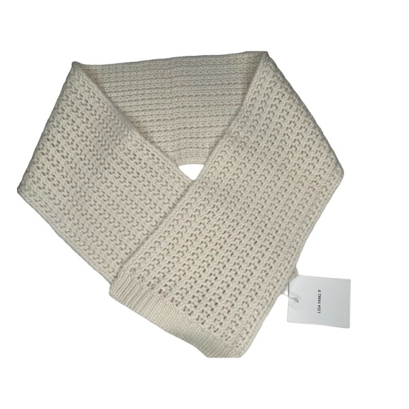 Lisa Yang 100% Cashmere Lima Scarf Chunky Knit Ivory Cream One Size NWT $335